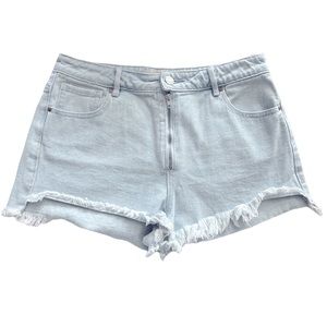 PACSUN High Rise exposed zipper frayed hem light wash denim shorts 28 like new